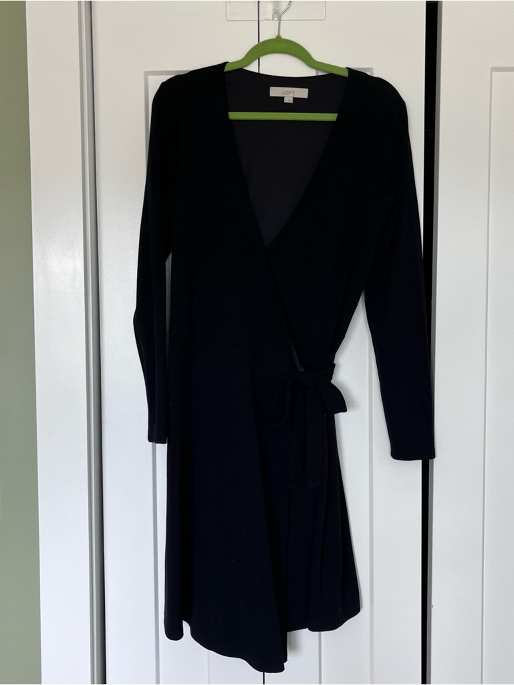 LOFT Black Long-Sleeve Wrap Dress